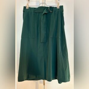 Ann Taylor forest green midi skirt with belt